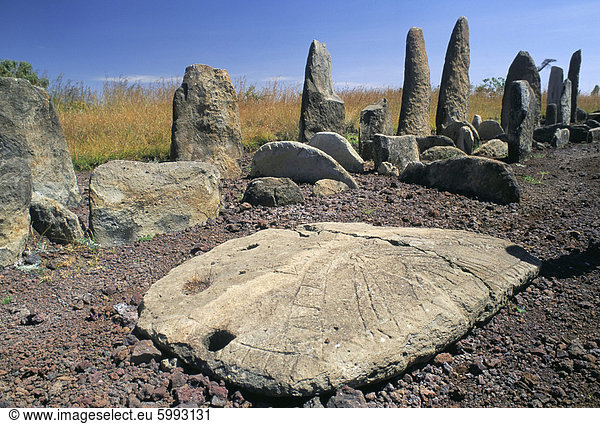 Megalithische Gräber  archäologische Stätte von Tiya  14. bis 16. Jahrhundert AD  Gourague Bereich  Shoa Provinz  Äthiopien  Afrika