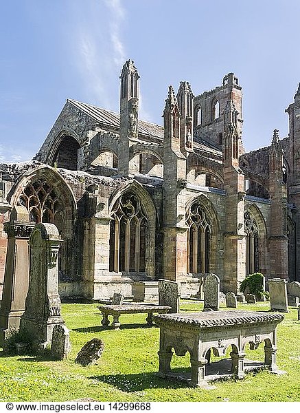 Melrose Abbey in the Scottish Borders. Europe  Central europe  Great Britain  Scotland  june
