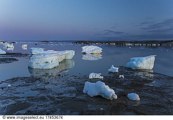 Melting icebergs  Iqaluit harbour  Canada.