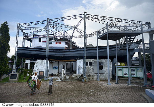 Memorial  fishing boat  washed ashore by the 2004 tsunami  Banda Aceh  Aceh  Sumatra  Indonesia  Asia