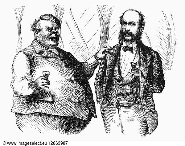 MEN DRINKING 1872. Wood engraving American 1872.