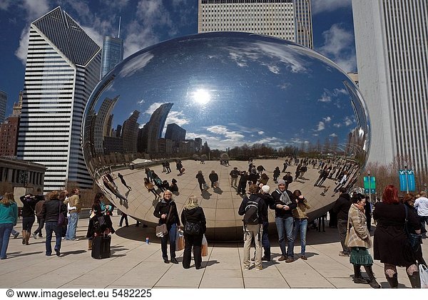 Mensch  Vereinigte Staaten von Amerika  USA  Skulptur  Menschen  Wolke  geselliges Beisammensein  Eingang  Bohne  Chicago  Illinois