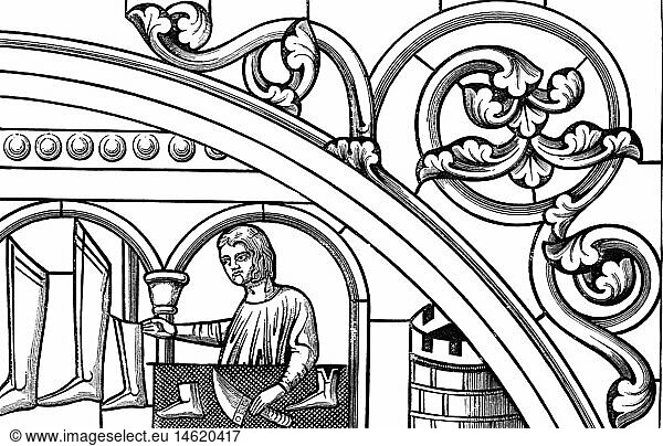 Menschen hist  Berufe  Schuhmacher  Glasmalerei  13. Jahrhundert  Xylografie  19. Jahrhundert