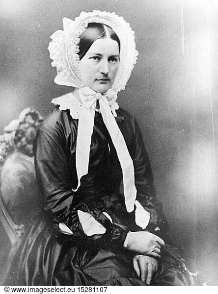 Menschen hist.  Frauen  19. Jahrhundert  Frau fÃ¼r Foto posierend  Mitte 19. Jahrhundert