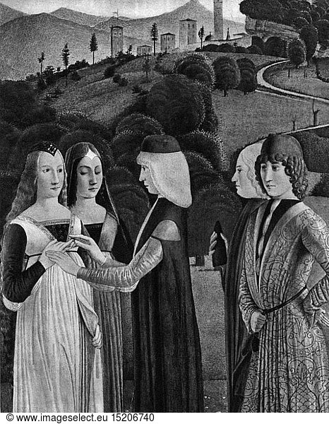 Menschen hist.  Paare  'Die Verlobung'  GemÃ¤lde  Veronesischer Meister  15. Jahrhundert