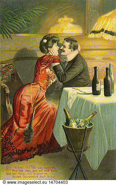 Menschen hist.  Paare  Liebespaar wÃ¤hrend eines Rendezvous  Deutschland  1913
