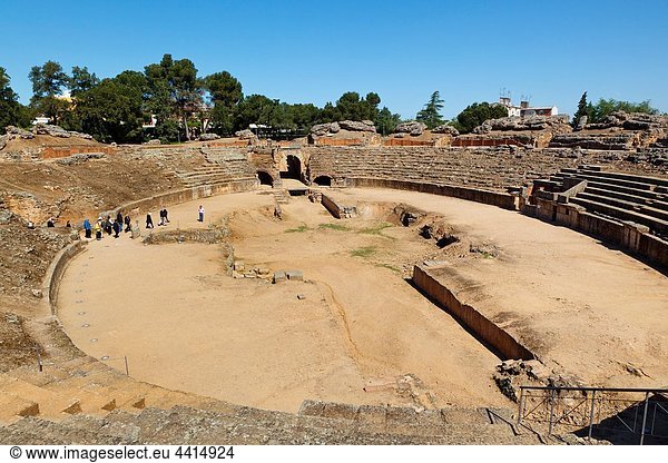 Merida Badajoz Province Spain The first century BC Roman amphitheatre