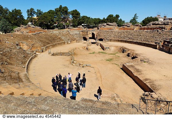 Merida Badajoz Province Spain The first century BC Roman amphitheatre