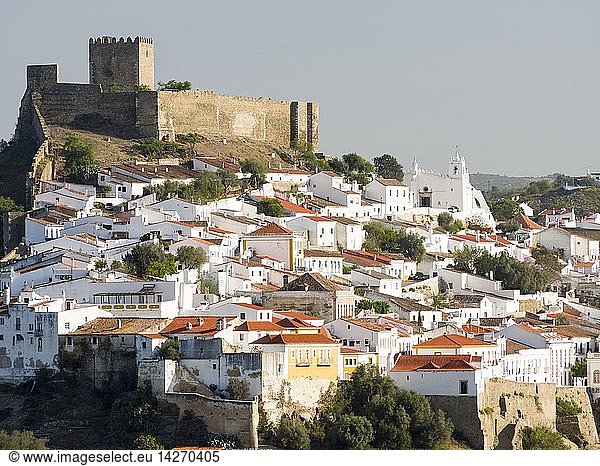 Mertola on the banks of Rio Guadiana in the Alentejo. Europe  Southern Europe  Portugal  March