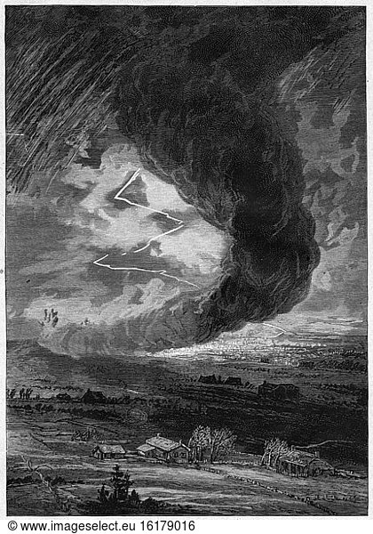 Meteorology:Weather / tornado.“A tornado in Kansas .Wood engraving ...