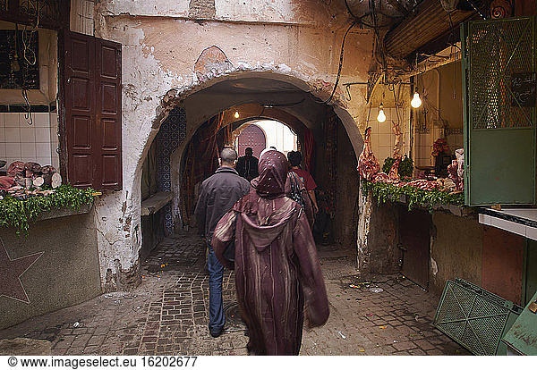 Metzgereien im Souk  Altstadt  Marrakesch  Marokko