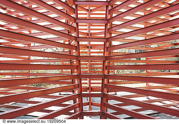 Mexico  Mexico City  Red geometric tower in Espacio Escultorico UNAM