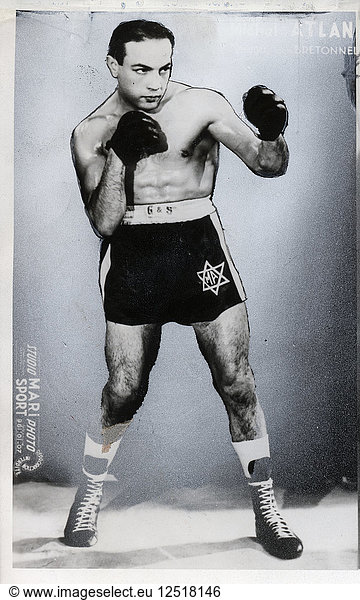 Michael Atlan  jüdischer Boxer im Federgewicht. Künstler: Unbekannt