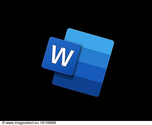 Microsoft Word  gedrehtes Logo  Schwarzer Hintergrund B