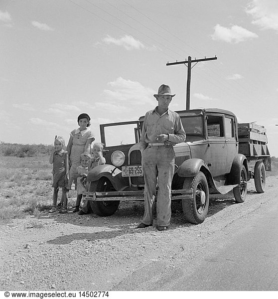 Migrant Oil Worker and Family  near Odessa  Texas  USA  Dorothea Lange for Farm Security Administration  May 1937