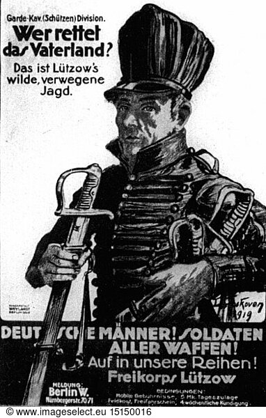 military military, Germany, army, Free Corps, recruiting poster for the ...