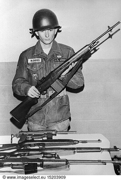 military military, USA, army, weapons, soldier with the new M14 rifle