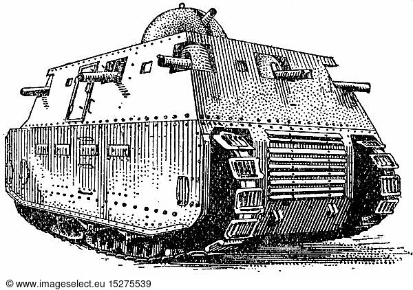 military  Italian heavy tank  1920s  illustration from Soviet encyclopedia  1928