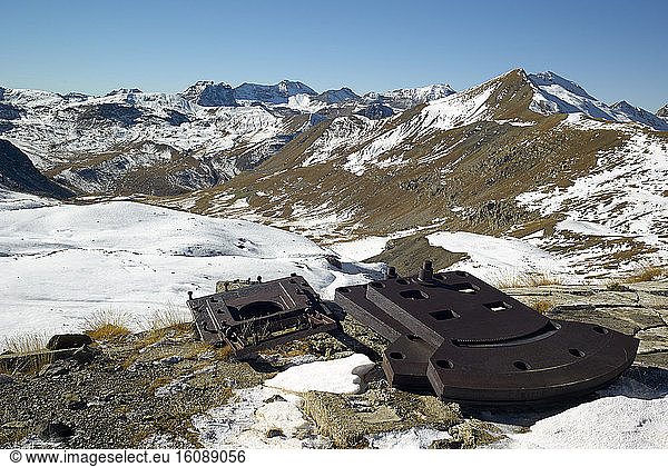 Military Ruins between la Bonette pass (2715m) and Restefond Pass (2656m)  Haute Tinée Valley in autumn  Mercantour  Alpes  France