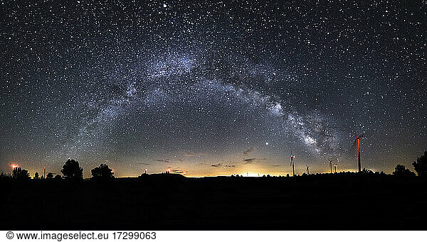 Milky Way  windmills and astronomical observatory