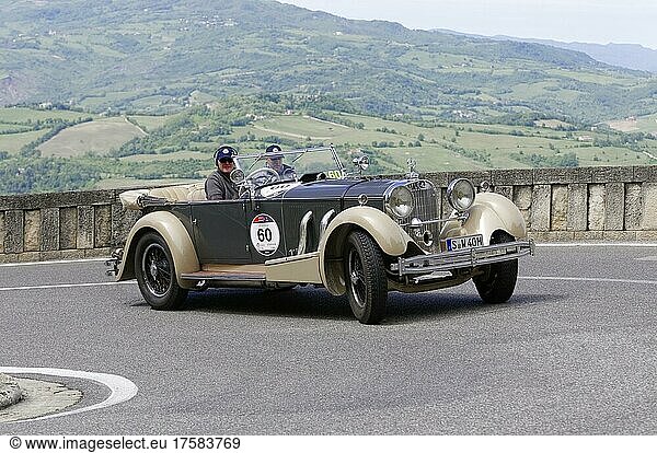 Mille Miglia 2014  Mercedes-Benz 710 SS built in 1930 Vintage car race. San Marino  Italy  Europe