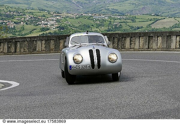 Mille Miglia 2014  No. 138 BMW 328 berlinetta Touring built in 1939 Vintage car race. San Marino  Italy  Europe