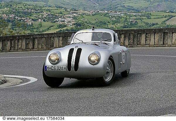 Mille Miglia 2014  No. 138 BMW 328 berlinetta Touring built in 1939 Vintage car race. San Marino  Italy  Europe