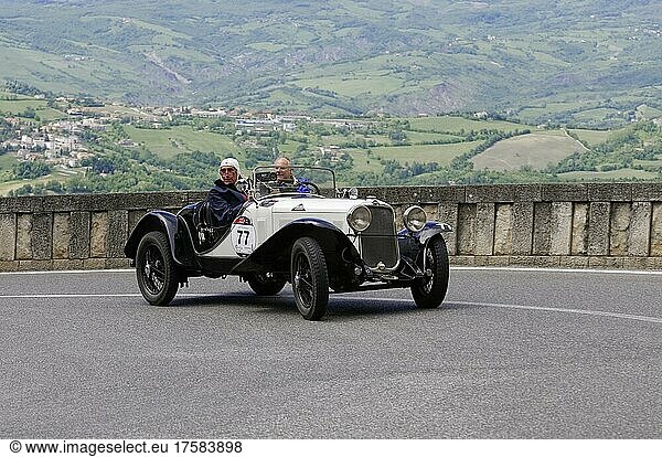 Mille Miglia 2014  No. 77 FIAT 514 MM Spider built in 1931 Vintage car race. San Marino  Italy  Europe