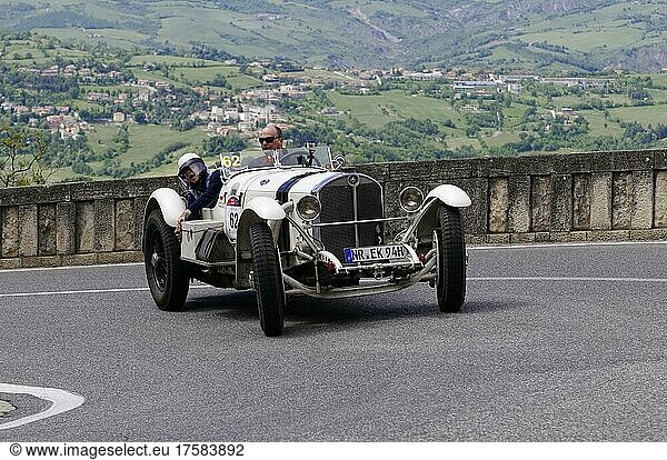 Mille Miglia 2014  No. 62 Mercedes-Benz 720 SSKL built in 1930 Vintage car race. San Marino  Italy  Europe