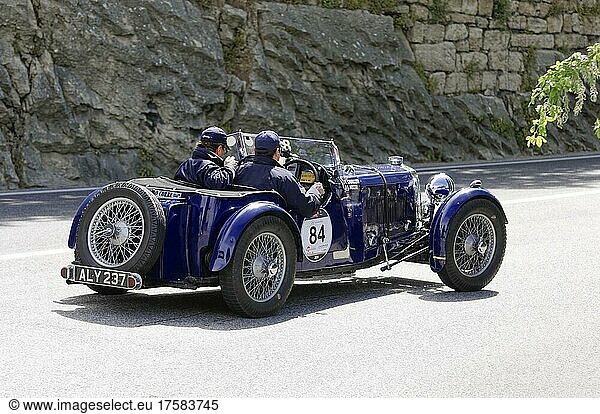 Mille Miglia 2014  Nr. 84 Aston Martin Le Mans Baujahr 1933 Oldtimer Autorennen. San Marino  Italien  Europa