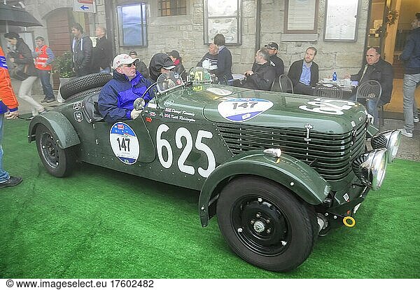Mille Miglia 2016  Time Control  Checkpoint  SAN MARINO  Start No. 147 HEALEY DUNCAN DRONE Year 1947  Vintage Car Race. San Marino  Italy  Europe