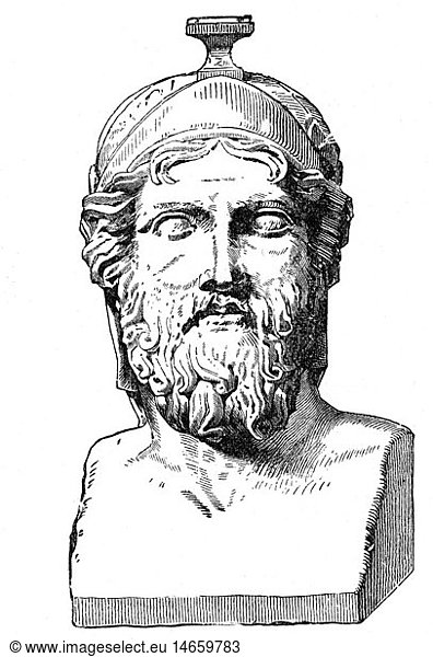 Miltiades  Athens statesman and commander  victor near marathon 490 BC against the Persian  portrait  bust  19th century