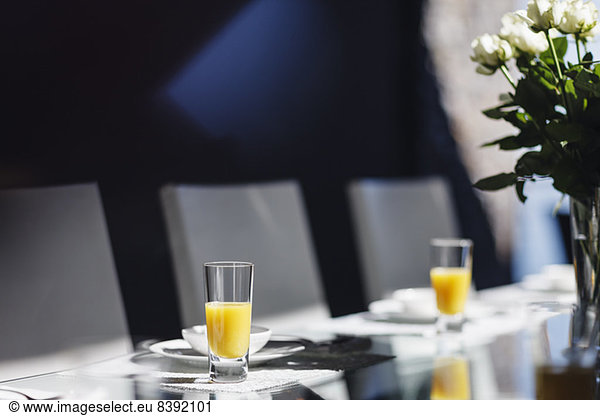 Mimosas on elegant dining table