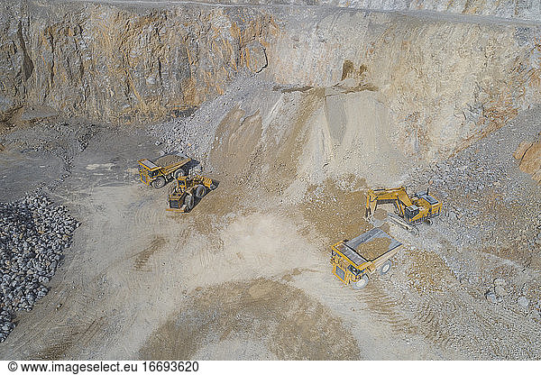 mining machinery performing operations from an aerial point of view