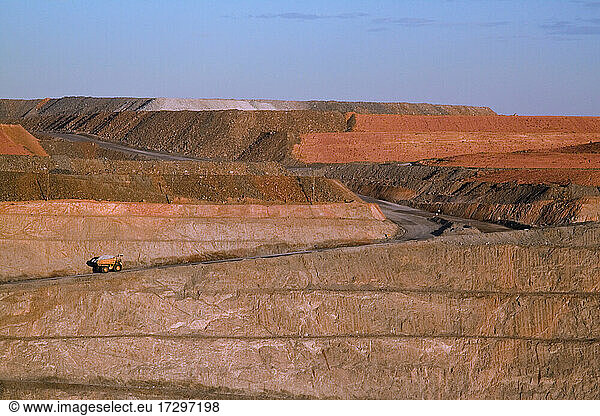 Mining Truck climbs out of the Super Pit gold mine  Western Australia