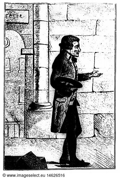 misery / adversity  poverty  begging French pensioner  anonymous French caricature  1797