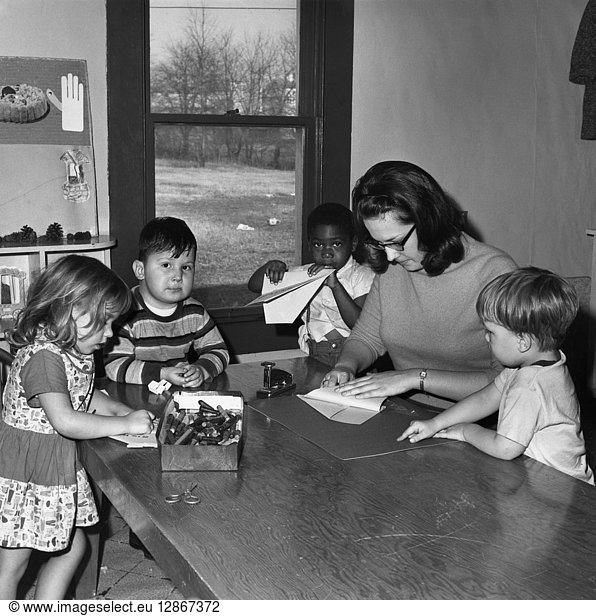 MISSOURI: PRESCHOOL  c1970. Preschoolers in a classroom in Kingston  Missouri. Photograph  c1970.