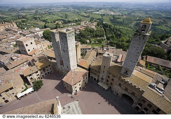 Mittelalter  Europa  Stein  Ansicht  1  UNESCO-Welterbe  Luftbild  Fernsehantenne  Italien  Toskana