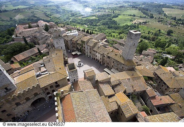 Mittelalter  Europa  Stein  Ansicht  1  UNESCO-Welterbe  Luftbild  Fernsehantenne  Italien  Toskana