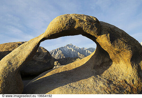 Mobius Arch frames Lone Pine Peak in the Eastern Sierra Nevada in the Alabama Hills  CA.