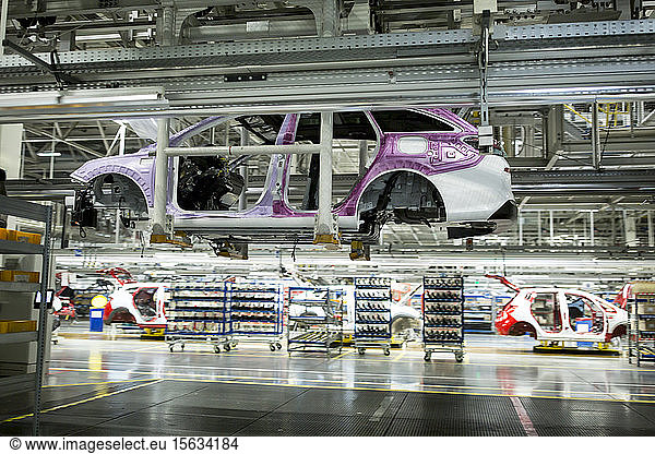 Modern automatized car production in a factory