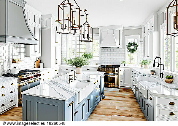 Modern kitchen interior design in a luxury house