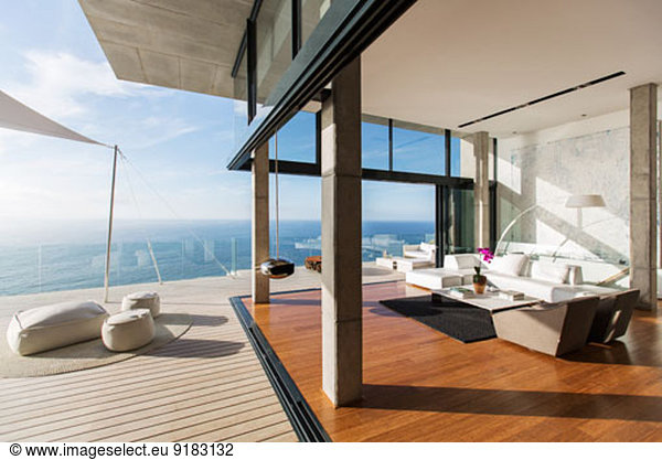 Modern living room and balcony