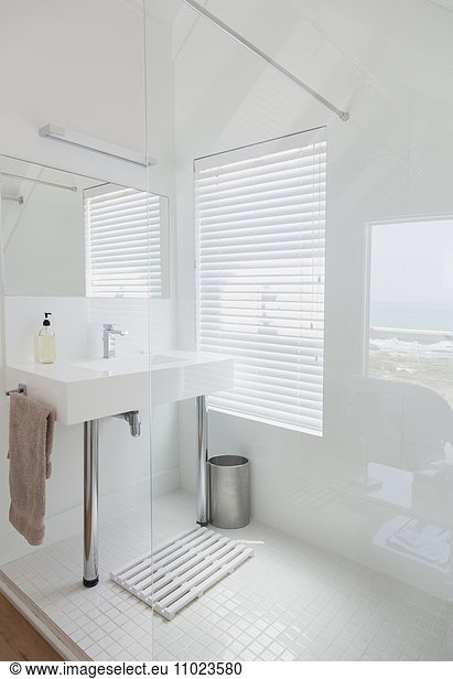 Modern white bathroom home showcase interior