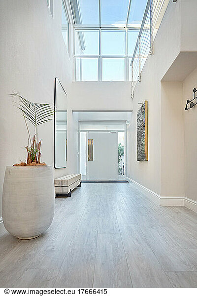 Modern  white home showcase interior corridor