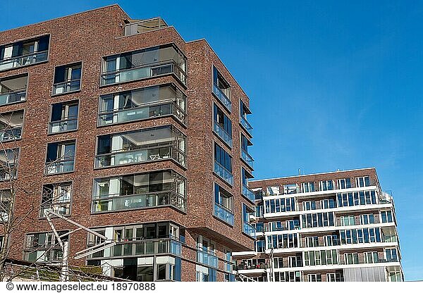 Moderne Stadthäuser in der Hafencity in Hamburg  Deutschland  Europa
