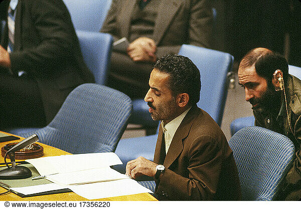 Mohammad Ali Rajai  Prime Minister of Iran  speaking at United Nations  New York City  New York  USA  Bernard Gotfryd  October 17  1980