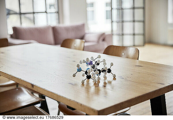Molecular structure on dining table at home