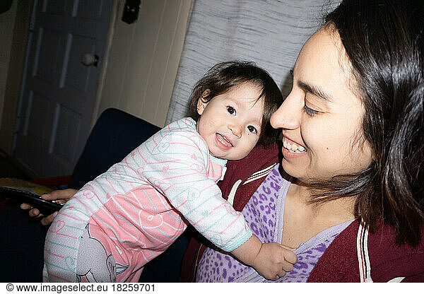 mom and daughter candid photo