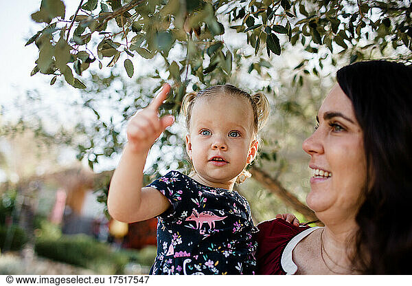 Mom & Daughter Under Tree in California